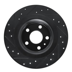 Volvo XC60 Brake Rotor (1) - Rear Right - R1 Concepts - Drilled & Slotted - Black - `18-`25